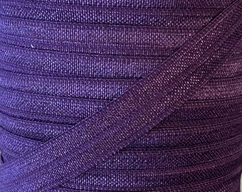 3/8" Grappa Fold Over Elastic - FOE Elastic For Baby Headbands, and Sewing Projects. 1, 5 or 10 yards of dark purple