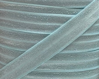 5/8" Ocean Blue Fold Over Elastic - FOE Elastic For Baby Headbands, 1, 5 or 10 yard lengths - 5/8 inch for Hair Ties and Sewing Projects