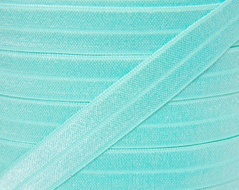 Elástico dobrável Aqua de 5/8" - Elástico para faixas de cabelo e prendedores de cabelo de bebê - 2, 5 ou 10 jardas de 5/8 de polegada