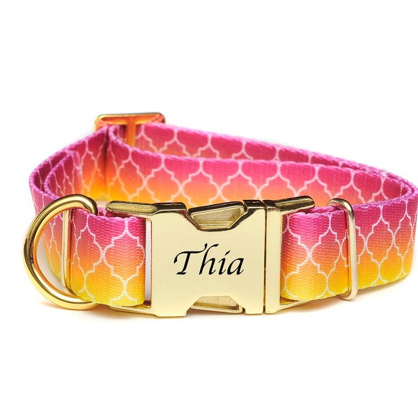 Personalized Dog Collar / 5/8 & 1 Inch Widths OMBRE Webbing/ Customized Dog Collar / Small Collar / Medium Dog Collar