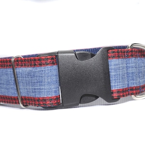 1.5" width DENIM adjustable dog collar / denim on heavy duty nylon webbing / personalization customized dog collar