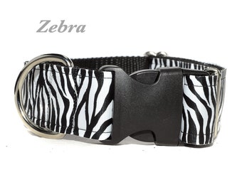 1.5 INCH ANIMAL PRINT Grosgrain ribbon on heavy duty polypro webbing adjustable dog collar