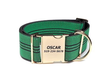 Quick Release Dog Collar / 2 Inch WATERPROOF GREEN / Customized Dog Collar / Personalized Dog Collar/ Large Dog Collar / Webbing