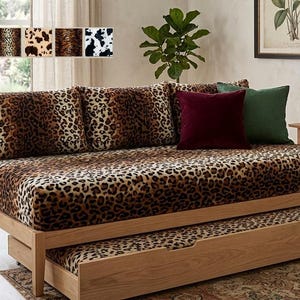 Animal Print Fitted Daybed Cover Safari Style Fitted Bottom Sheet