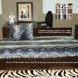 Animal Print Twin, Twin Xl, Full, Queen Fitted Bottom Sheet Daybed Cover Leopard Zebra Tiger Western Cow Safari