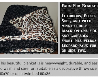 Faux Fur Throw Blanket Faux Fur Twin Blanket or Couch Throw Leopard Animal Print