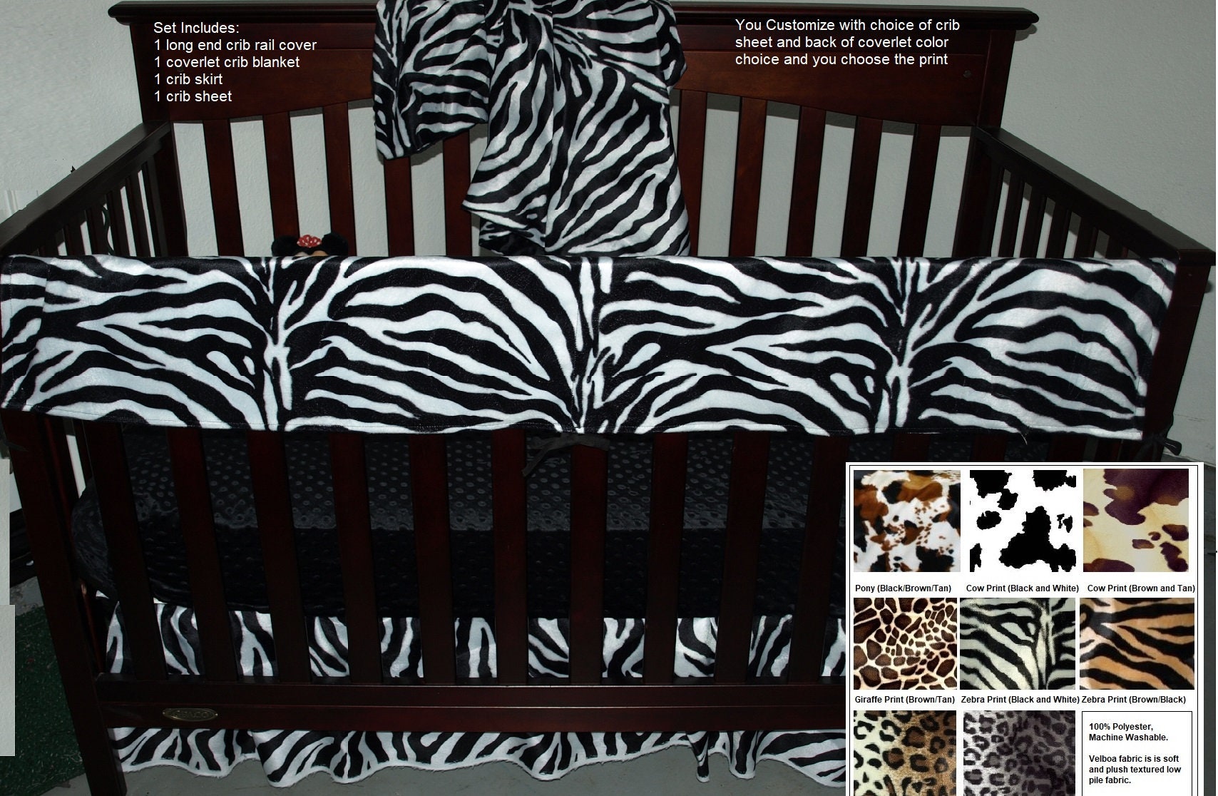 Animal Print Bumperless Baby Bedding Set Zebra Leopard Giraffe Etsy