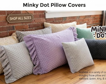 Minky Dot Ruffled  Pillow Covers (set of 2) Standard, Queen, King, 14"16,18",20",26"