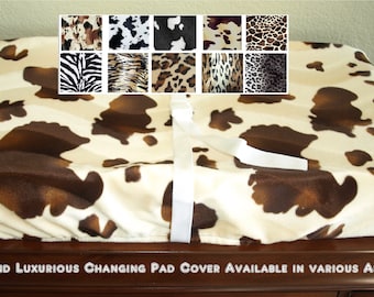 Animal Print Changing Pad Cover leopard zebra giraffe safari western style