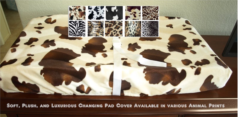Animal Print Changing Pad Cover leopard zebra giraffe safari western style image 1