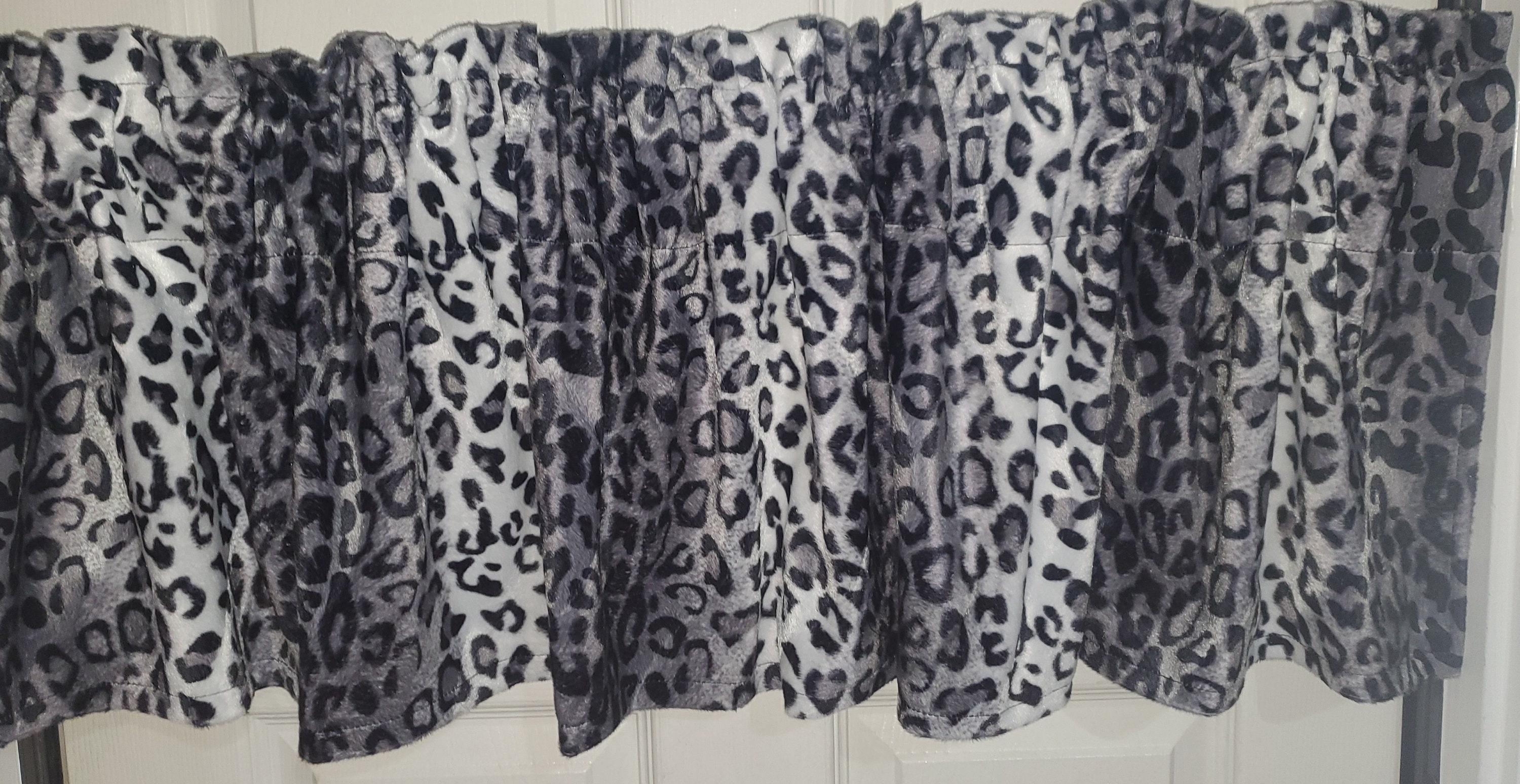 Leopard Print Plush Window Valance, Snow Safari Animal Print - Etsy