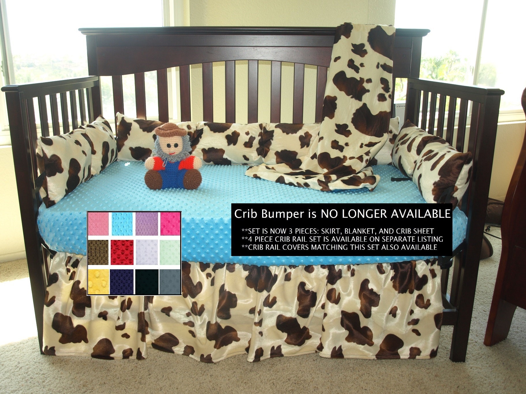 Western Cowboy Crib Bedding Brown Cow Baby Set Etsy