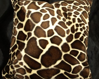 Giraffe Pillow Cover Set of (2)  Faux Fur Animal Print Pillow