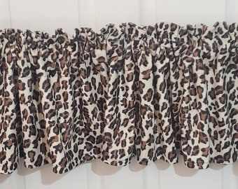 Animal Print Window Valance Leopard Print Tan Safari Window Valance