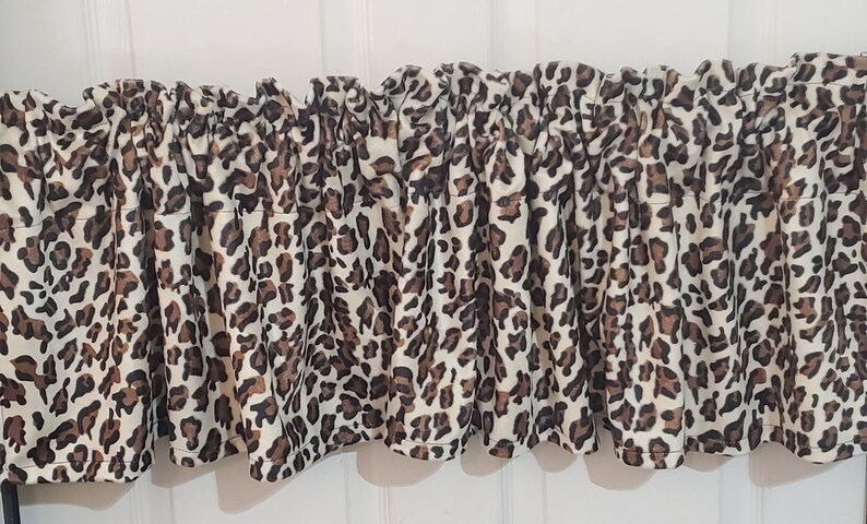 Leopard Print Window Valance: Tan Safari Animal Print, Textured Fabric ...