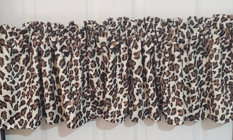 Animal Print Window Valance Leopard Print Tan Safari Window Valance image 1