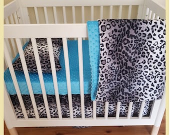 Leopard Crib Bedding Set Leopard Animal Print Nursery Snow Leopard