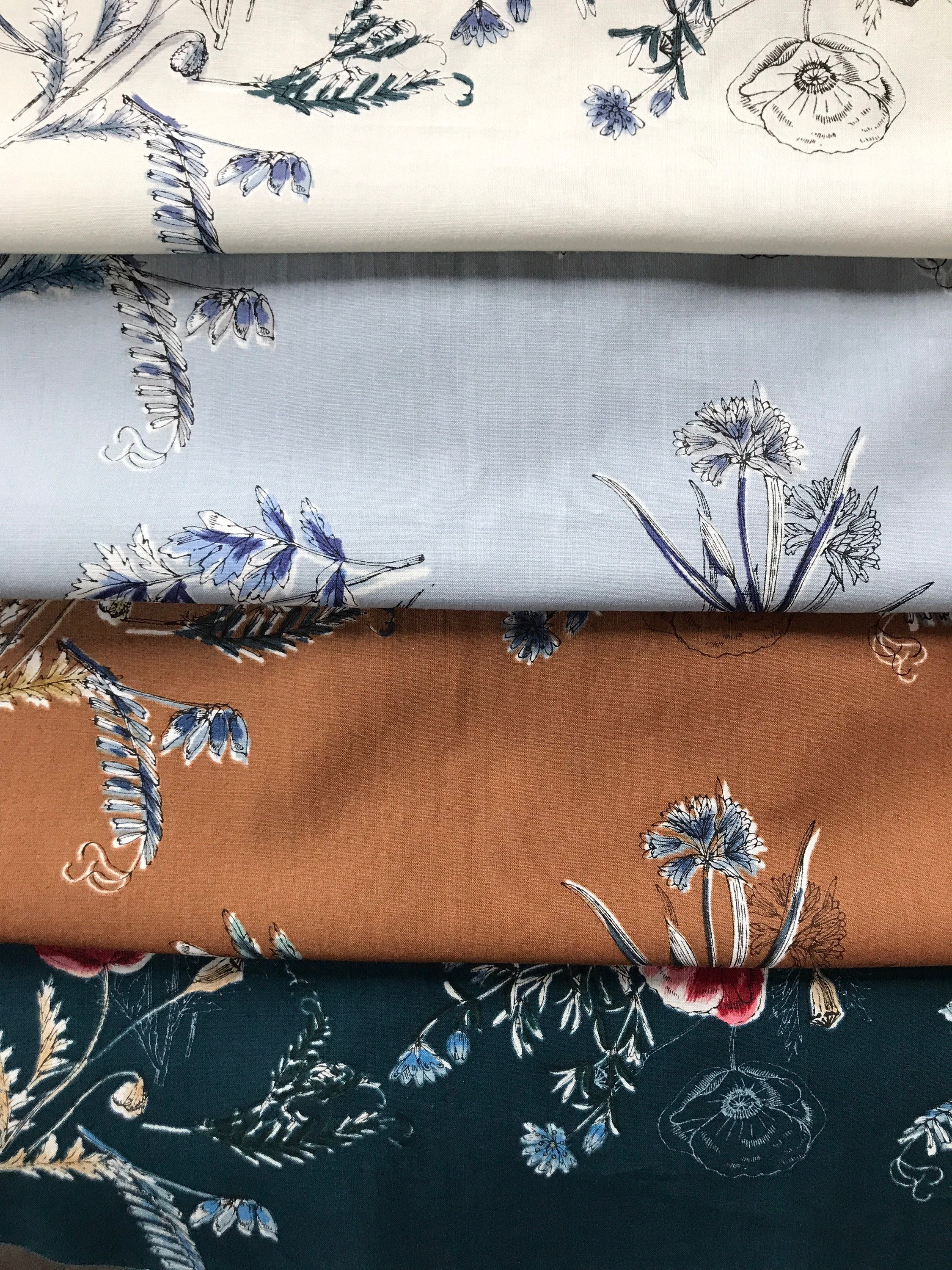 Cotton/Rayon Blend Fabric Bundle Floral Print Etsy