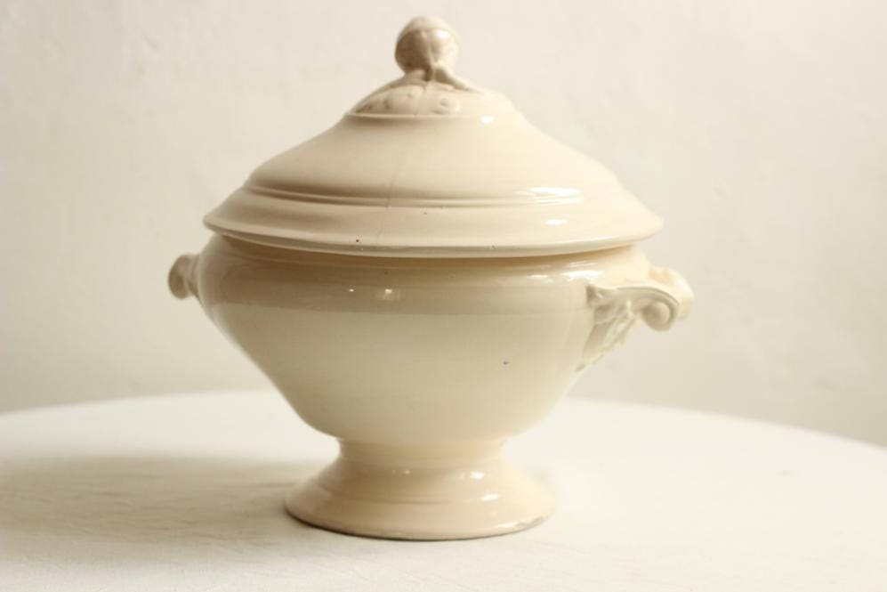 Grand 19Ème Siècle Français Antique Ironstone Tureen Millésime Lidded Serving Bowl Soupiere Sarregue