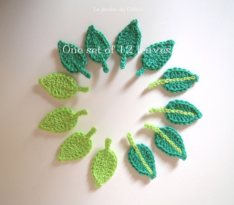 Leaves set of 12 crocheted in cotton Etsy