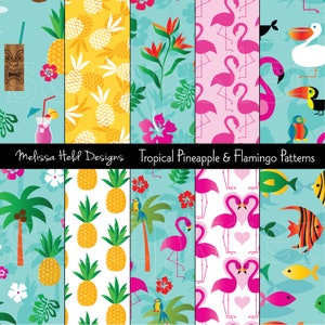 Tropischen Ananas & Flamingo digitale Muster