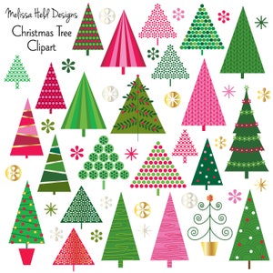 Digital Christmas Tree Clipart image 1