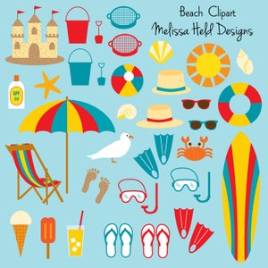 Clipart digital de praia