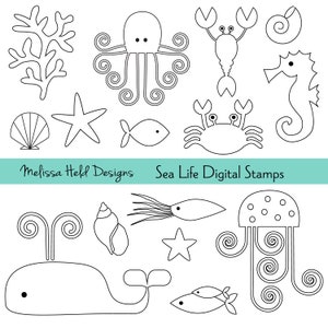 Sea Life Francobolli digitali Clipart