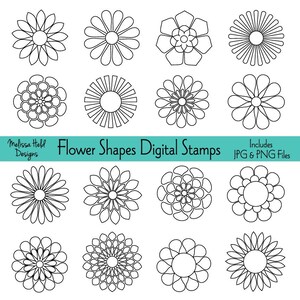 Flower Shapes Digital Stamps Clipart