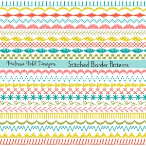 Sewing Stitch Digital Border Patterns Clipart