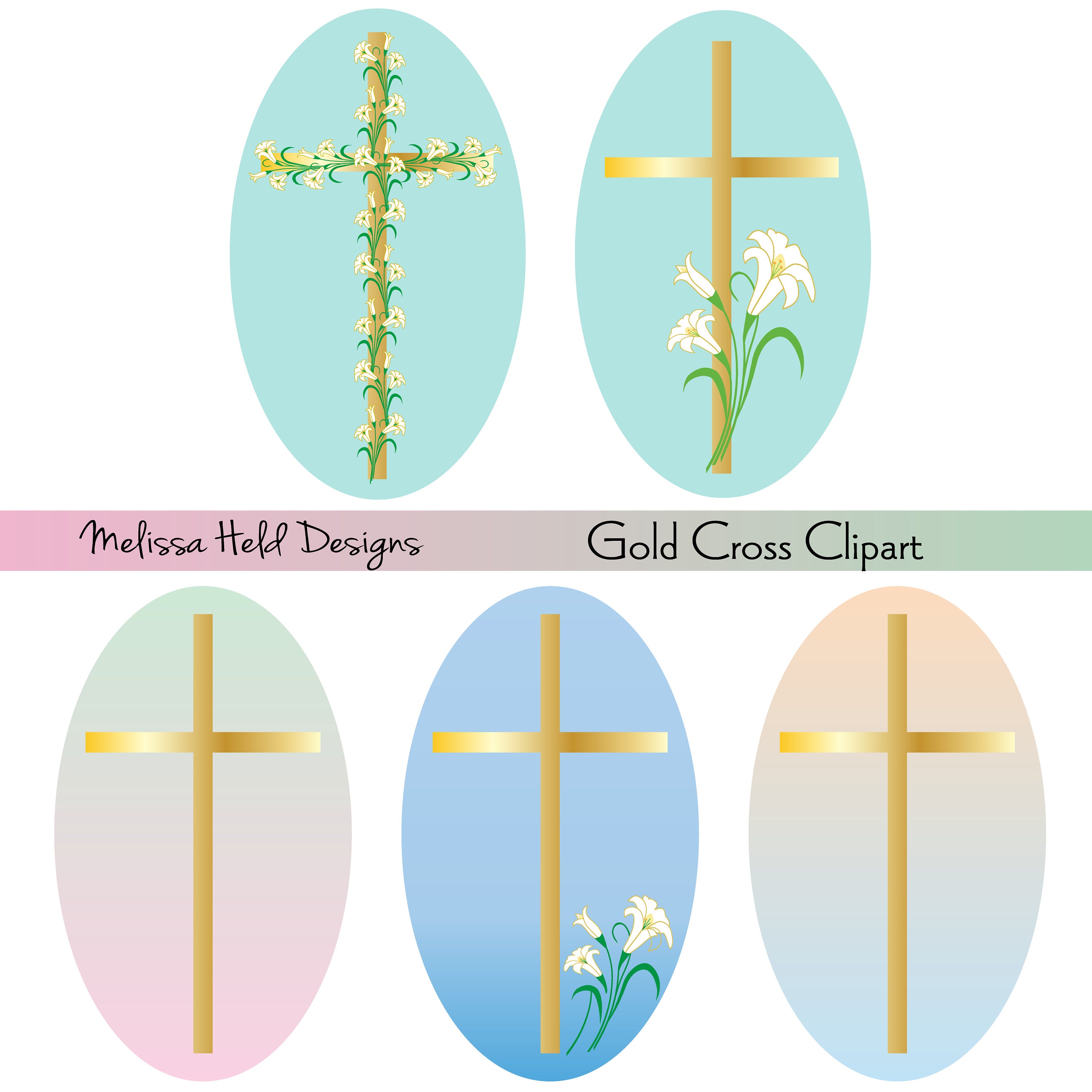Cross With Lilies Clipart