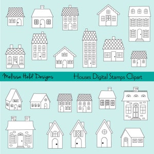 Houses Digital Stamps Clipart