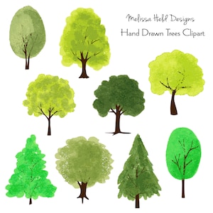 Clipart numérique arbres dessinés à la main