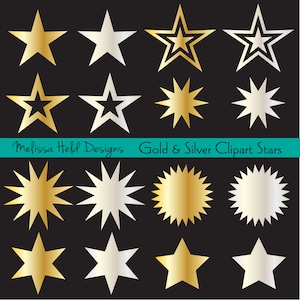 Gold & Silber Sterne Digitale Clipart