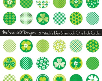 Shamrock One Inch Circles Digital Clipart