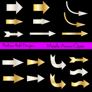 Gold und Silber Metallic Pfeile Digital Clipart