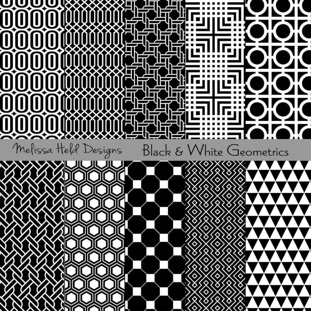 Black and White Geometric Digital Patterns - Etsy