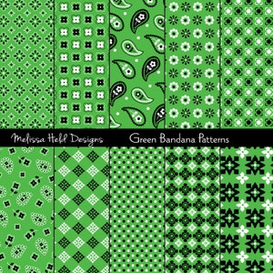 Green Bandana Digital Patterns