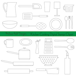 Kitchen Cooking Digital Stamps Clipart