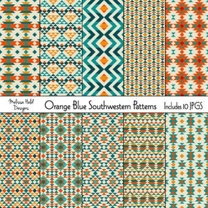 Motifs sud-ouest orange bleu