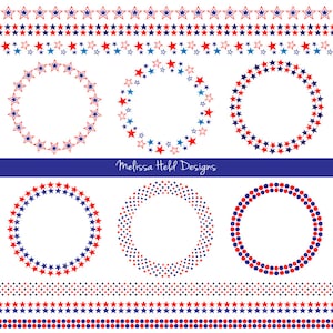 Red White Blue Frames & Borders Digital Clipart