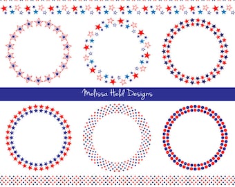 Red White Blue Frames & Borders Digital Clipart