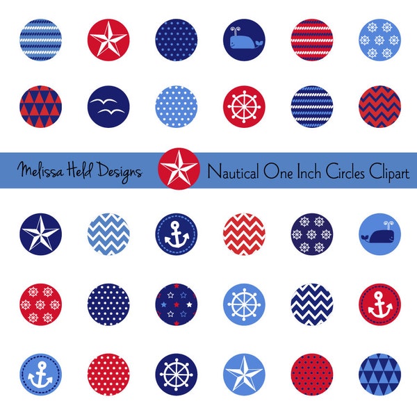 Nautical One Inch Circles Digital Clipart