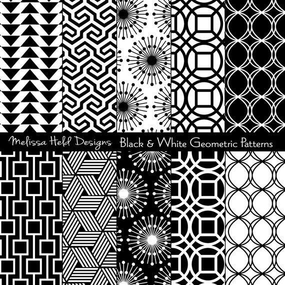 Black & White Geometric Digital Patterns 