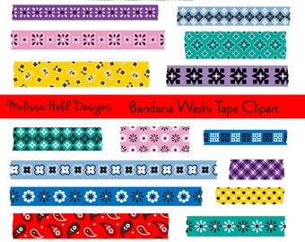 Bandana Patterns Washi Tape Digital Clipart