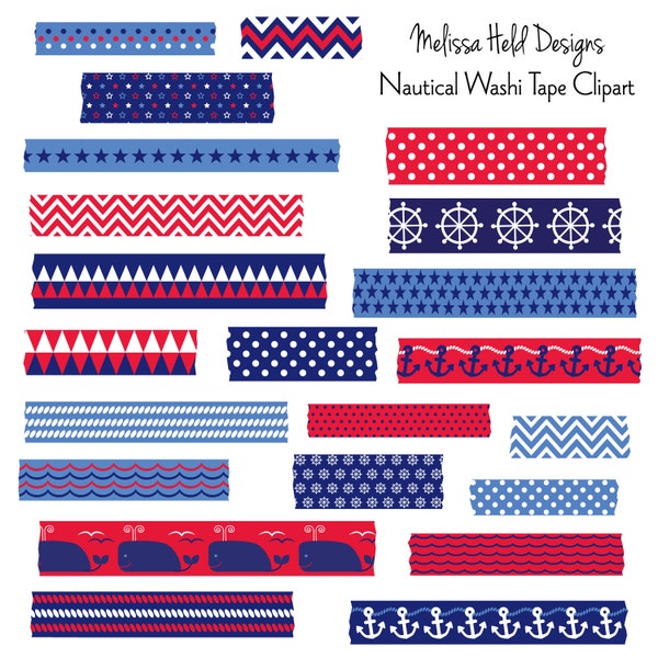 Nautical Washi Tape Digital Clipart