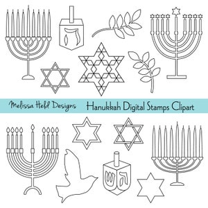 Hanukkah Digital Stamps Clipart