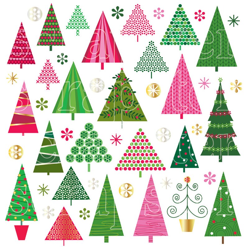 Digital Christmas Tree Clipart image 2