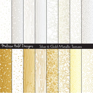 Silver & Gold Metallic Digital Textures