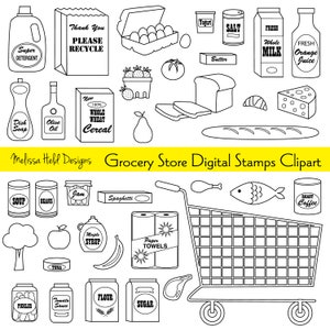 食料品店のデジタルスタンプ クリップアート